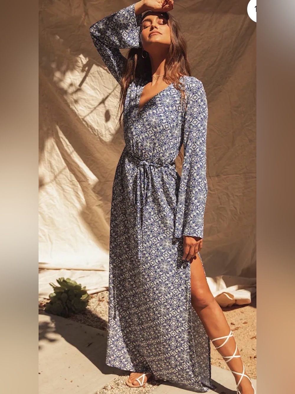Lulus Mandala Daydream blue print maxi dress, XS
